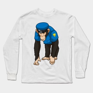 Monkey as Police officer with Uniform Long Sleeve T-Shirt